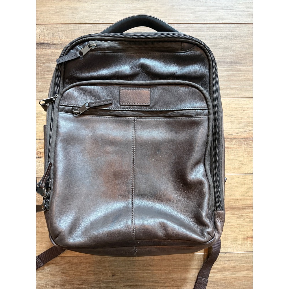 Renwick Brown Leather Business Laptop Backpack RFID Protected Travel Bag